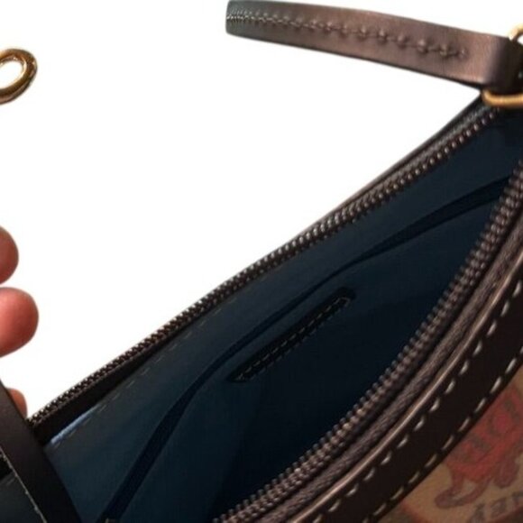 NWT Dooney & Bourke Mini East/West Slouch Handbag Black Multi-Logo Pattern Leath - Picture 12 of 12